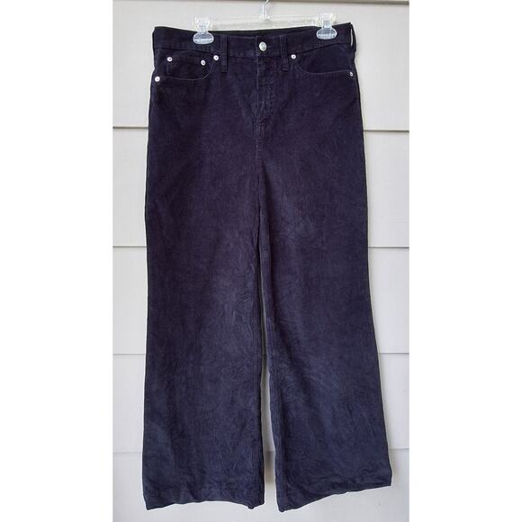J.CREW Re-Imagined High Waist Wide Leg Cotton Blend Black Corduroy Pants 29 US 8 - Picture 1 of 9